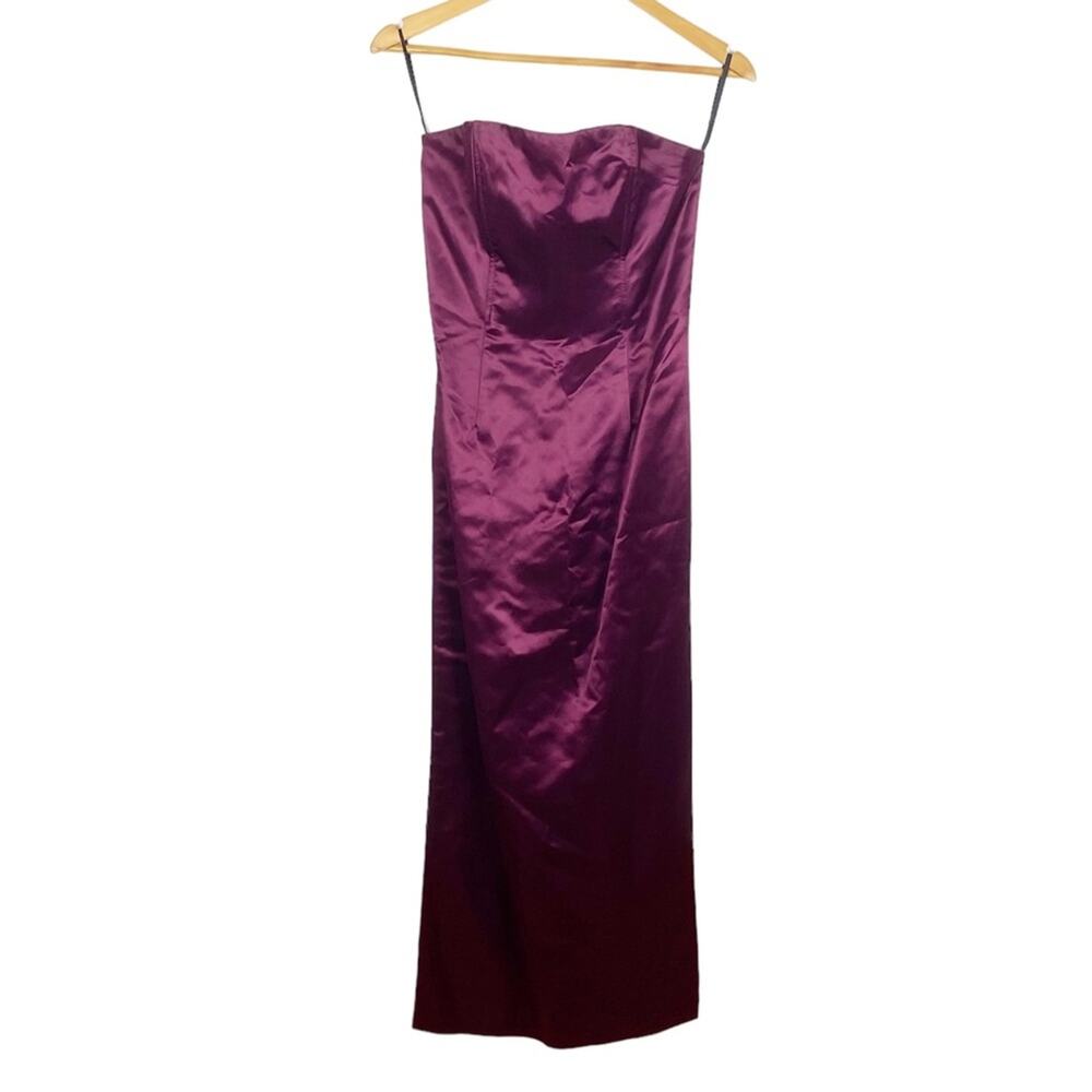 Jessica McClintock for Gunne Sax Vintage Strapless
Maroon Satin Maxi Dress Sz 5
